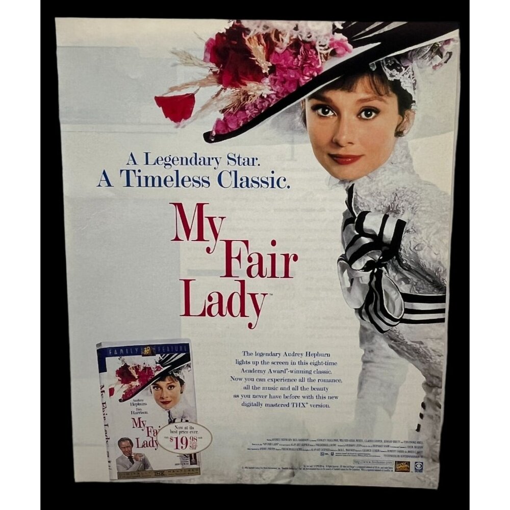 My Fair Lady VHS Release Print Ad Vintage 90s THX Home Video Audrey Hepburn